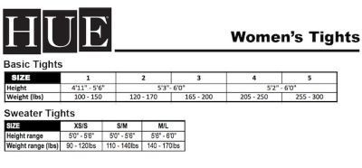 Stewart Tights Size Chart