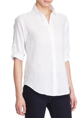 Lauren Ralph Lauren Linen Roll-Cuff Shirt