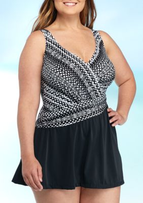 Maxine Of Hollywood Plus Size Asymmetrical Swimdress 