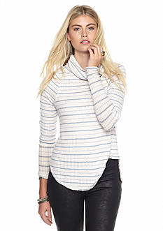 Free People Striped Drippy Thermal Knit Top