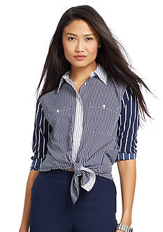 Lauren Ralph Lauren Striped Crepe Shirt