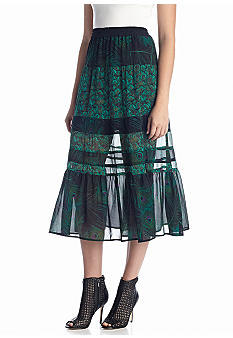 MICHAEL Michael Kors Sloane Peacock Print Pull-On Skirt