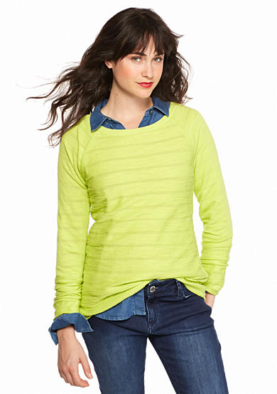 crown & ivy™ Textured Stripe Sweatshirt