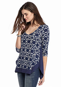 Chip & Pepper® CALIFORNIA Ikat Knit to Woven Top