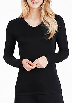 Cuddl Duds® Softwear Lace Edge Long Sleeve V-Neck with Smart Layer Top -  CD8518835