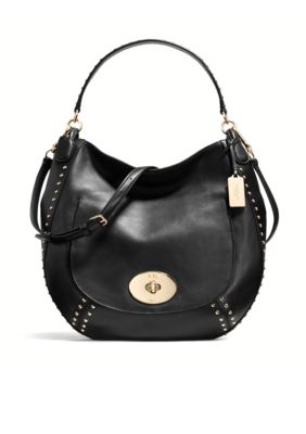 COACH STUDDED CALF LEATHER CIRCLE HOBO