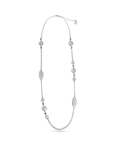 Erica Lyons Crack Me Up Silver-Tone Chain with Filigree Accents Long Necklace