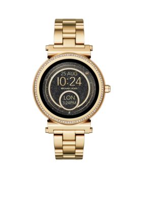 Michael Kors Mid Size Rose Gold Tone Stainless Steel Parker Three Hand Glitz Watch Belk