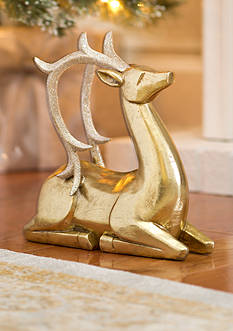 Biltmore® Christmas at Biltmore Gold Sitting Reindeer with Glittery Antlers