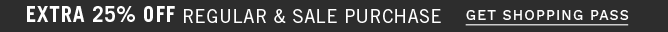 Extra 25% off regular & sale purchase. Get shopping pass. Free shipping on orders over $49.