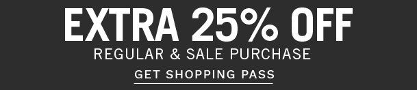 Extra 25% off regular & sale purchase. Get shopping pass. Free shipping on orders over $49.
