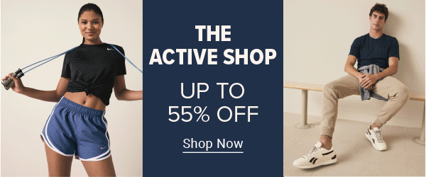 Young men and women in activewear. The active shop. Up to 55% off. Shop now.