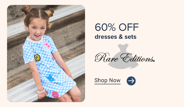 A girl in a blue and white dress. 60% off dresses and sets. Rare Editions. Shop now. A girl in a pink and green dress. 60% off dresses and sets from Bonnie Jean. Shop now.