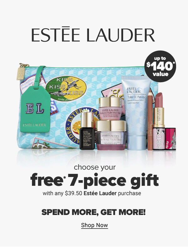 Estee Lauder online exclusive pre-sale gift with purchase. Choose your free 7-piece gift with any $39.50 Estee Lauder purchase. Available on most items. Spend more, get more! Up to $140 value. Shop Now.