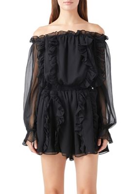 Women's Off the Shoulder Ruffled Romper