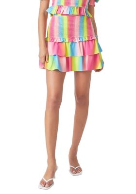 Women's Ombre Stripe Smocked Skirt