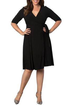 Women's Plus Essential Wrap Dress with 3/4 Sleeves