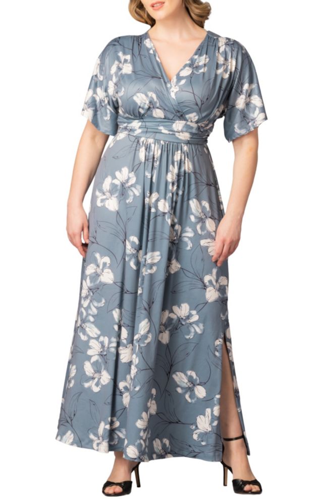 kiyonna vienna maxi dress Kiyonna Women's Plus Size Vienna Kimono Sleeve Long Maxi Dress
