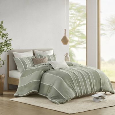 Shay 3 Piece Striped Cotton Duvet Cover Set