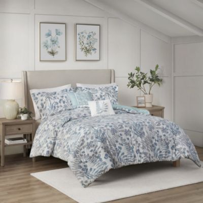 Bonnie 5 Piece Botanical Floral Seersucker Duvet Cover Set