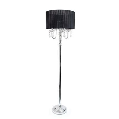 62" Glamorous Chrome Cascading Crystal Floor Lamp