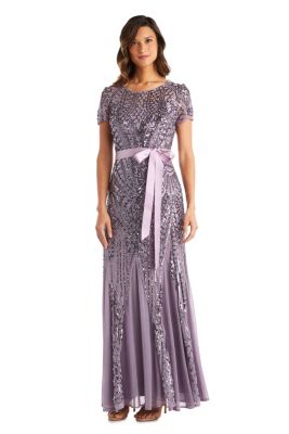 Petite Beaded Sequin Long Gown