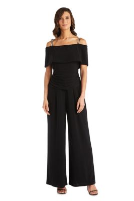 1Pc Cold Shoulder Ruched Bodice Jumpsuit