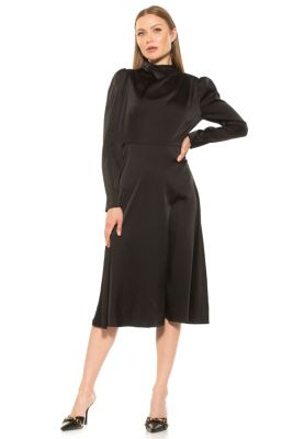 Denni Mockneck Fit And Flare Midi Dress