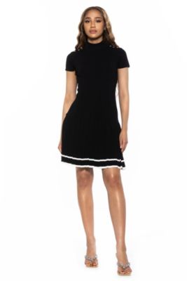 Devika Mockneck Pleated Knit Dress