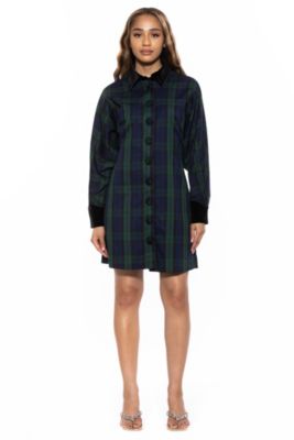 Velvette Plaid Button Down Dress