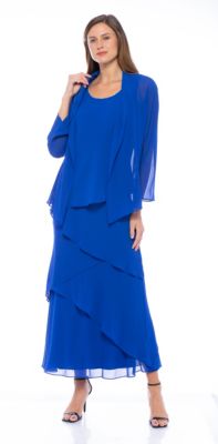 Long Sleevetiered Chiffon Dress