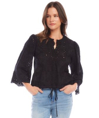 Embroidered Tie Waist Top