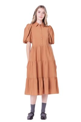 Quarter Sleeve Bow Tie Maxi Dress