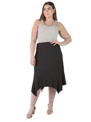 Plus Knee Length Elastic Waist Skirt