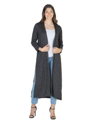 Long Duster Open Front Knit Cardigan