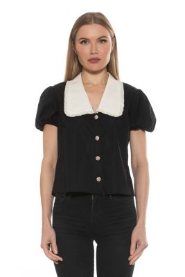 Sandra Short Sleeve Top With Embellished Buttons