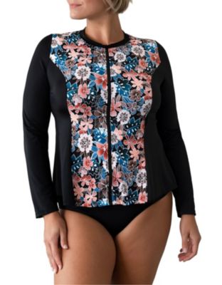 PLUS MOONS SHADOW LONG SLEEVE ZIPPER SWIM SHIRT