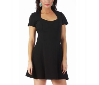 Fit and flare cap sleeve short dress