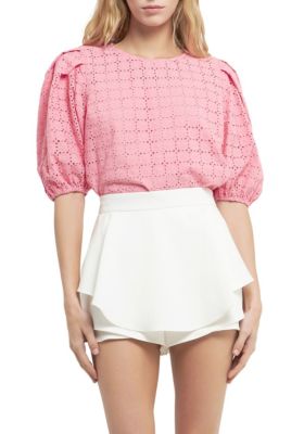 Eyelet Puff Sleeve Top