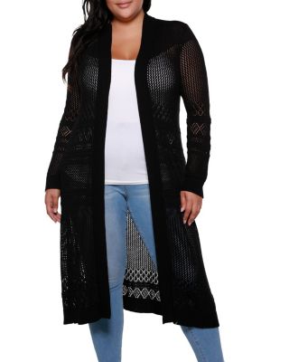 Plus Pointelle-Stitch-Duster Cardigan