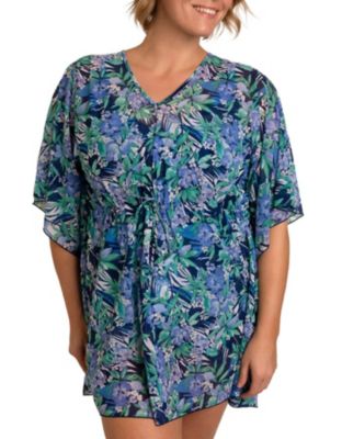 Jungle Jive Mesh Fit 4 All Solutions Plus V Neck Drawstring Cover Up