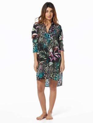 CARMEN MARC VALVO TIE FRONT SHIRT COVER UP - ORGANIC BLOOM