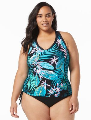 Beach House Women Sport Plus Ambition Fitted Cross Back Tankini Top