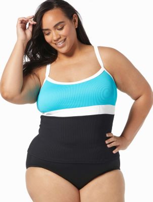 Beach House Women Sport Plus Flex Ribbed Tankini Top