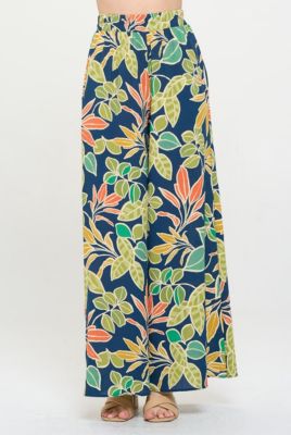 TROPICAL PRINT WIDE LEG PANTS