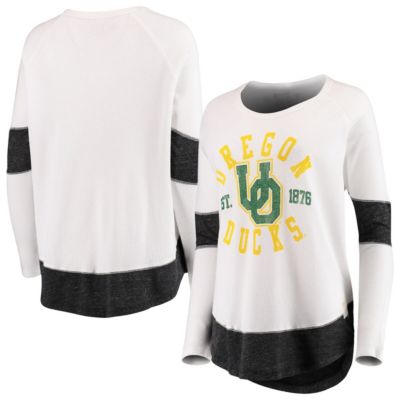 NCAA Oregon Ducks Contrast Boyfriend Raglan Thermal Long Sleeve T-Shirt