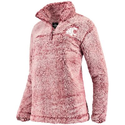 NCAA Washington State Cougars Sherpa Super Soft Quarter Zip Pullover Jacket