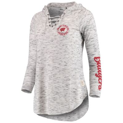 NCAA Wisconsin Badgers Space Dye Lace-Up V-Neck Long Sleeve T-Shirt