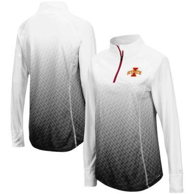 NCAA White/Black Iowa State Cyclones Magic Ombre Lightweight Fitted Quarter-Zip Long Sleeve Top
