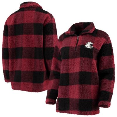 NCAA Washington State Cougars Plaid Sherpa Quarter-Zip Pullover Jacket